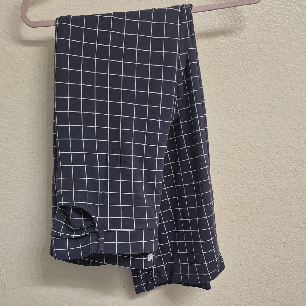 Betabrand Dark Blue Grid Pattern Pants